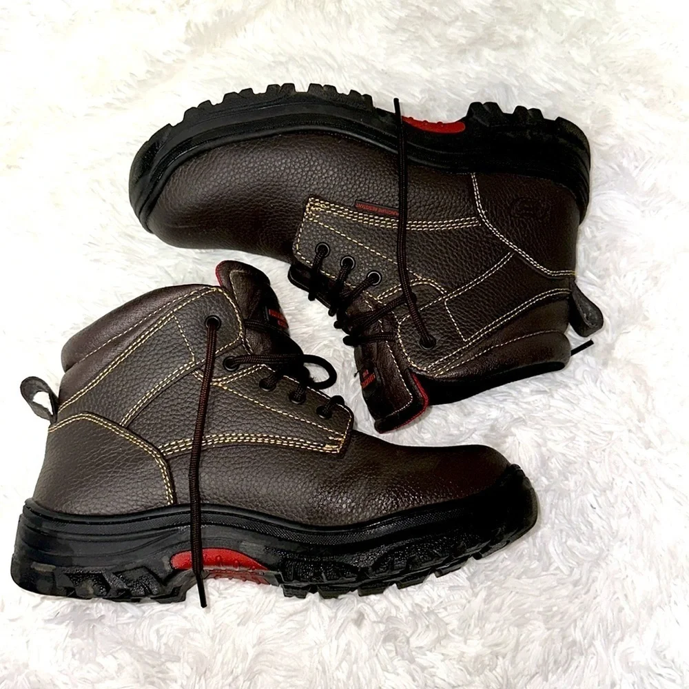 Skechers Men's Burgin Tarlac Steel Toe Work Boot Style 77143 BRN Excellent Cond